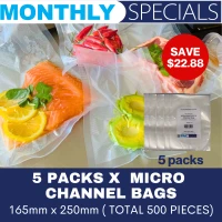 5 Packs x Micro Channel Bags 165mm x 250m (Total 500pcs)