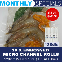 10 x Embossed Micro Channel Rolls 220 mm x 10 m (Total 100 m)