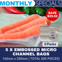 5 x Packs of Embossed Micro Channel Bags 165 mm x 250 mm (Total 500 Pieces)