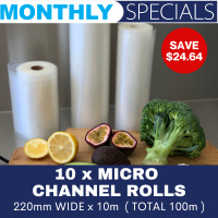 10 x Micro Channel Rolls 220mm W x 10m (Total 100m)