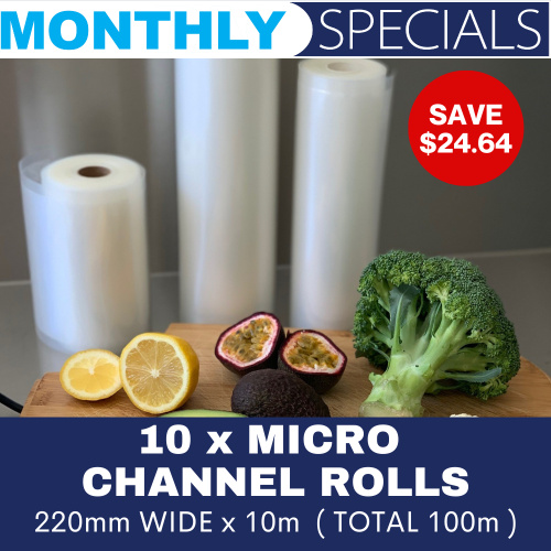 10 x Micro Channel Rolls 220mm W x 10m (Total 100m)
