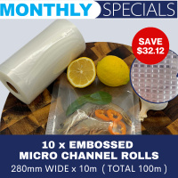 10 xEmnossed Micro Channel Rolls 280mm W x 10m (Total 100m)
