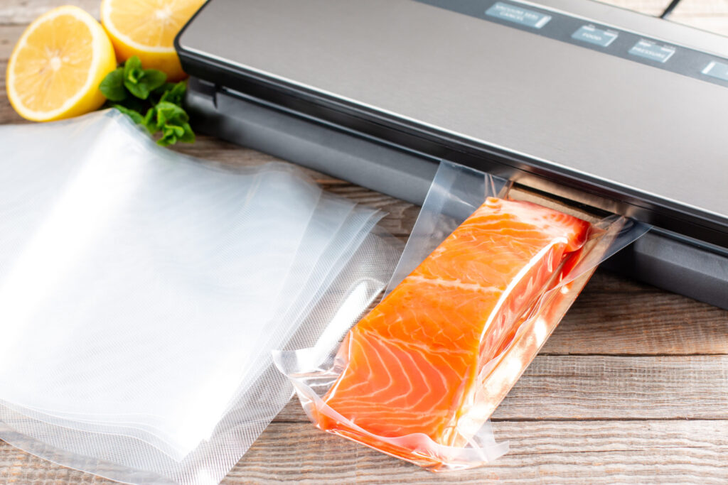 salmon being vacuum sealed