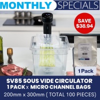 SV85 Sous Vide Circulator + 1 Pack x Micro Channel Bags 200mm x 300mm ( 100 pieces)