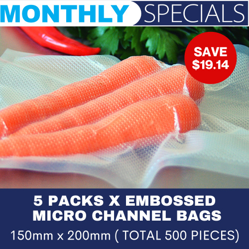 5 Packs x Embosse Micro Channel Bags 150mm x 200mm (Total 500pcs)
