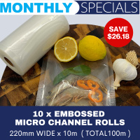 10 x Embossed Micro Channel Rolls 220mm W x 10m (Total 100m)