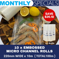 10 x Embossed Micro Channel Rolls 220mm x 10m (Total100m)