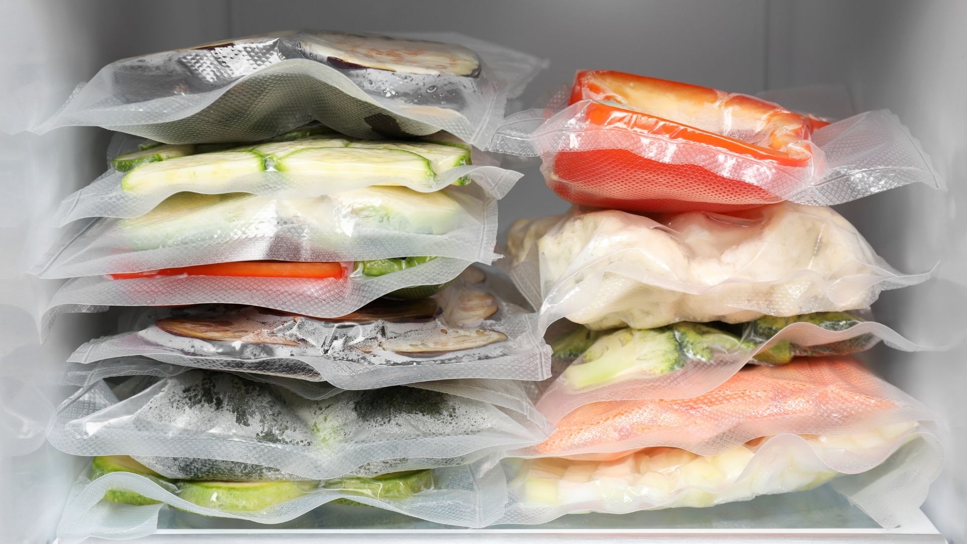 vacuum sealed food in the freezer