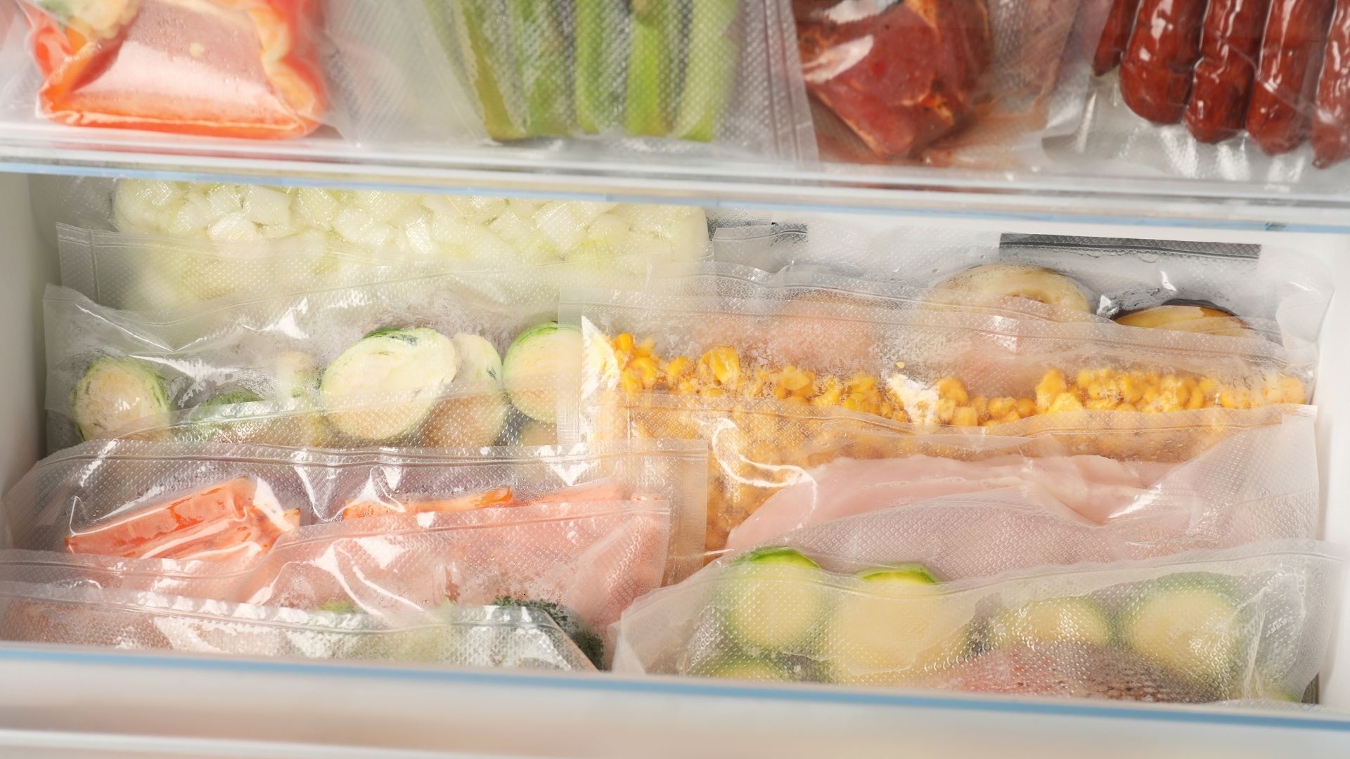 vacuum sealed food in the freezer