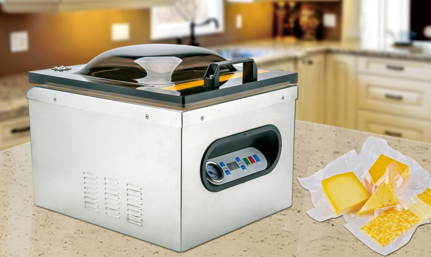 The Ultimate Guide to Maintaining Your Vacuum Sealer 2 cheese next to a vacuum sealer